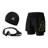 Black Gold+Black Swim Goggles+Swimming Cap-Three-Piece Set