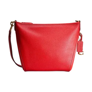 COACH Dufflette Pebbled Leather Shoulder Bag Crossbody Bag Small Size Women's Sports Red