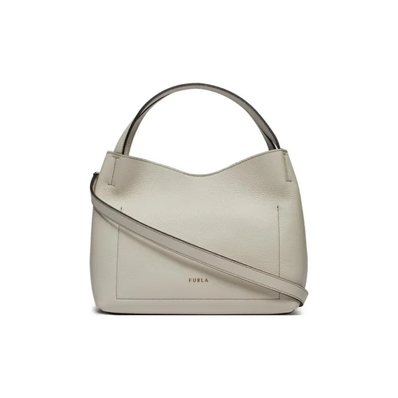 Furla Primula Grain Leather Shoulder Bag, Crossbody Bag, Handbag Women's Cotton Candy White-3