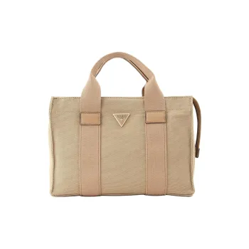 GUESS Cotton Tote Bag Shopping Bag Handbag Small Size Women's Beige