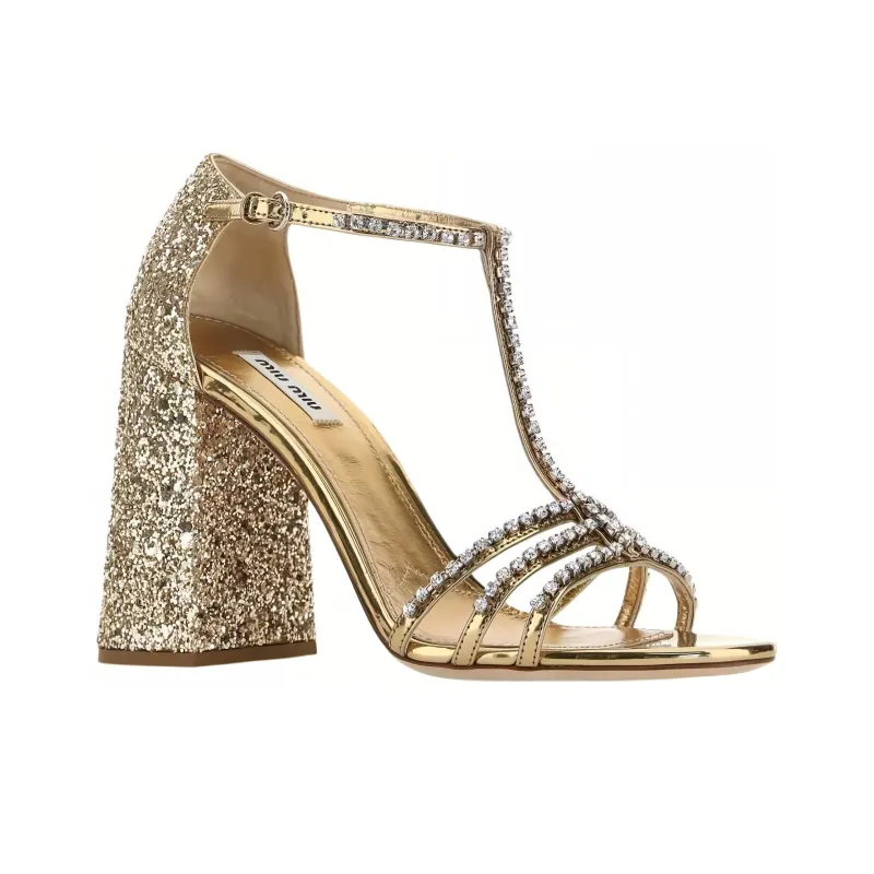 MIU MIU One Strap Sandals 11.5cm Women's Gold-2
