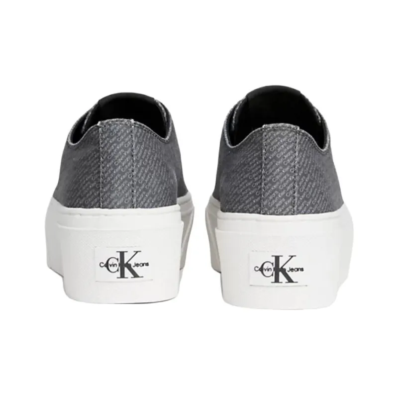 CKJ CALVIN KLEIN JEANS Low Top Skateboard Shoes Women's Gray-4