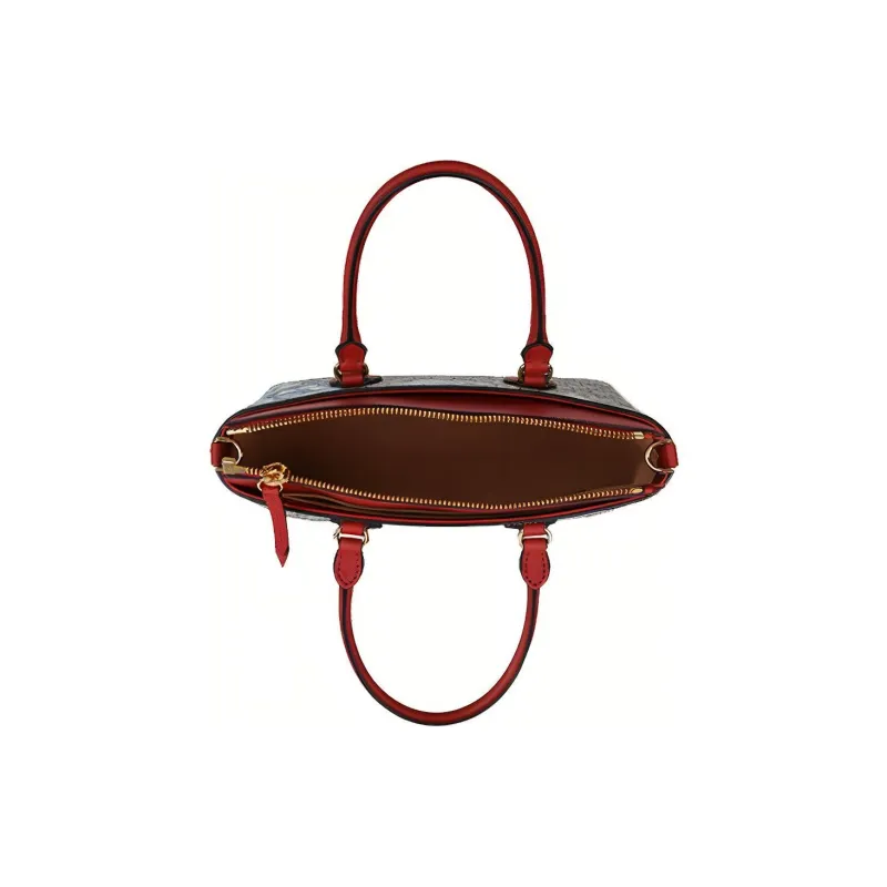 GUCCI GG Blooms Canvas With Leather Shoulder Bag Crossbody Bag Handbag Women's Red+Khaki Print-5