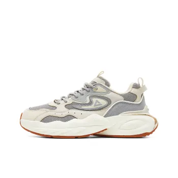 PEAK Taichi Puffy Shoes Cushioning Rebound Height Increasing Slip-Resistant Low-Top Casual Shoes Men's Yellow Gray