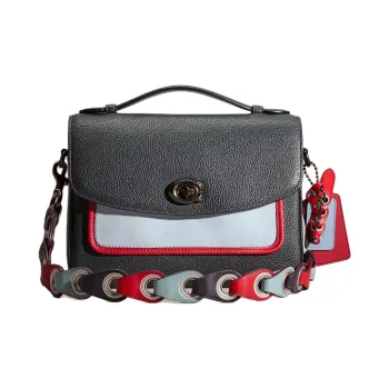 COACH Cassie Pebbled Leather Shoulder Bag Crossbody Bag Medium Size Women's Tin Alloy With Pine Green