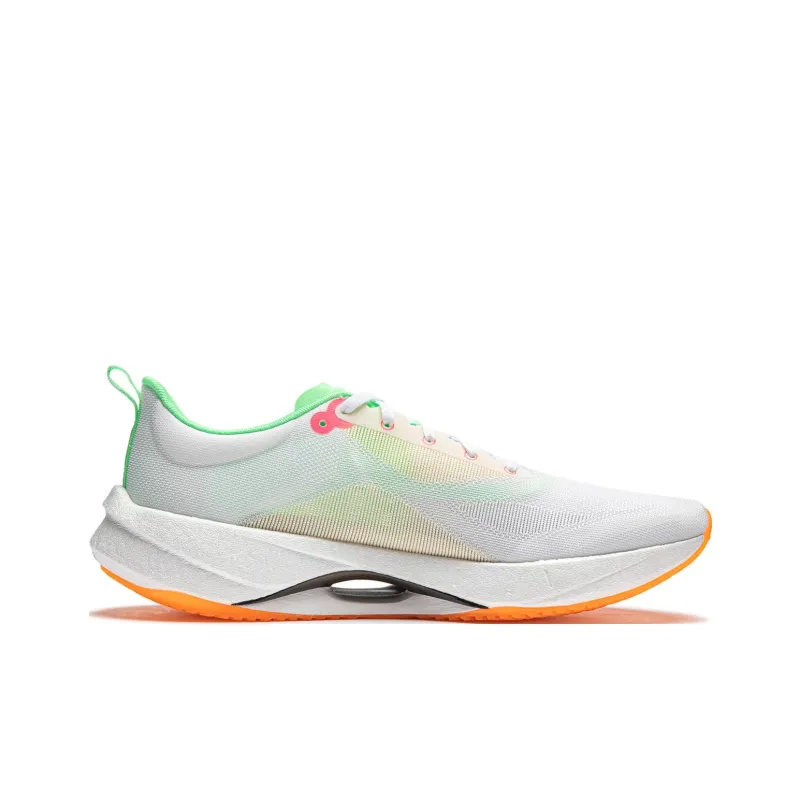 LiNing Super Light 21 Cushioned Wear Resistant Breathable Low Top Running Shoes Men's White Green Orange-1