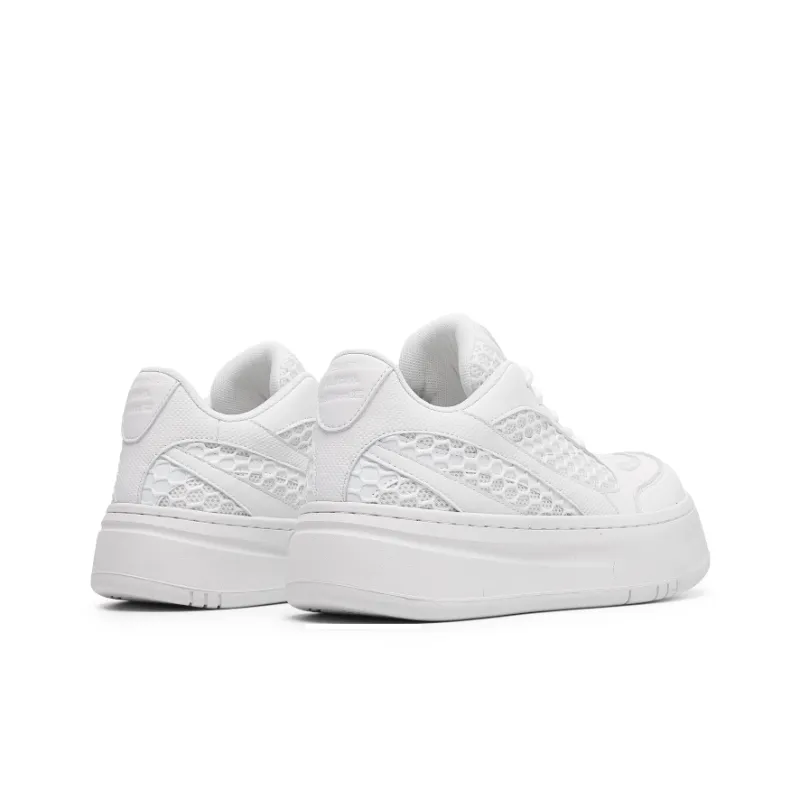 Angelmi Anti Slip Wear Resistant Low Top Skateboard Shoes Unisex White-4
