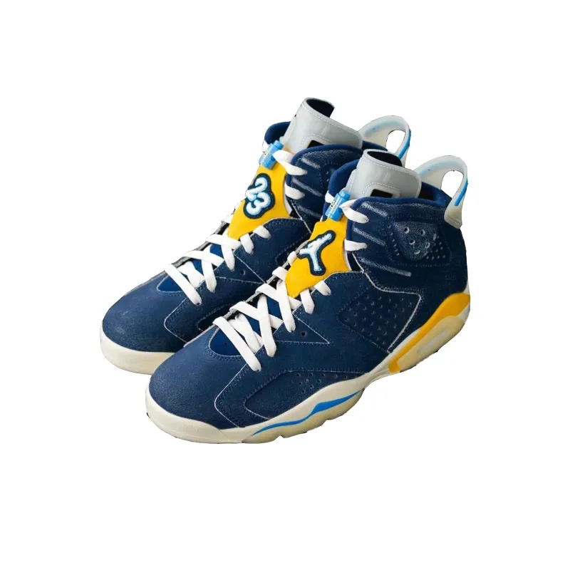 Jordan Air Jordan 6 Marquette PE Cushioning Anti-Slip And Wear-Resistant Mid-Top Vintage Basketball Shoes Men's Blue-1