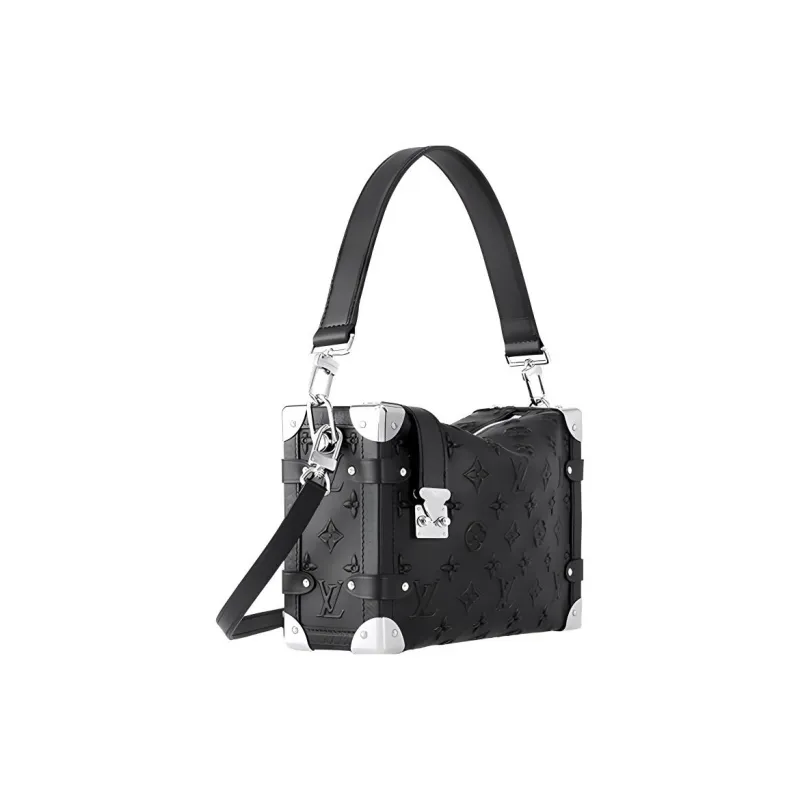 LOUIS VUITTON Monogram Debossed Calfskin Side Trunk Black-1