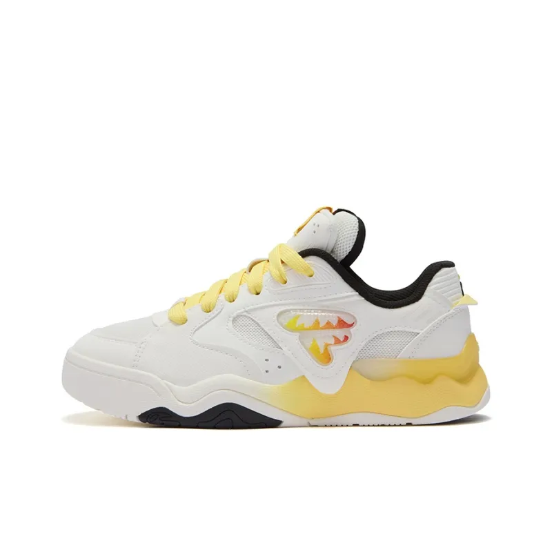 FILA FUSION Kick 2.0 Wear Resistant Low Top Skateboard Shoes Women's White Yellow-0