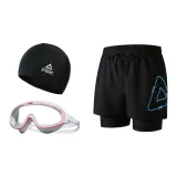 Black Blue+White/Pink+Swimming Cap-Three-Piece Set