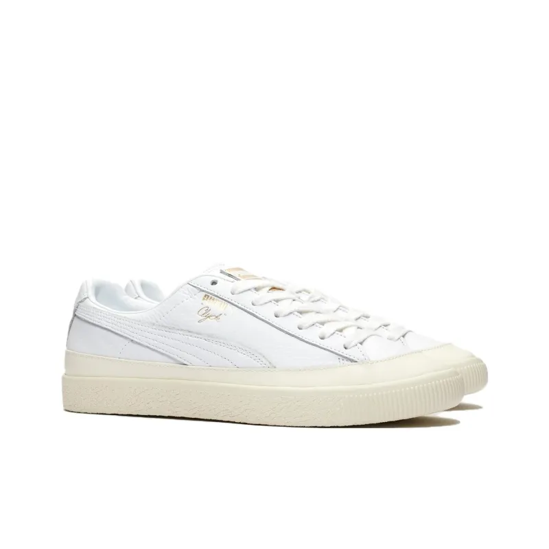 PUMA Clyde Rubber Toe Leather Leisure Board Shoes White-1