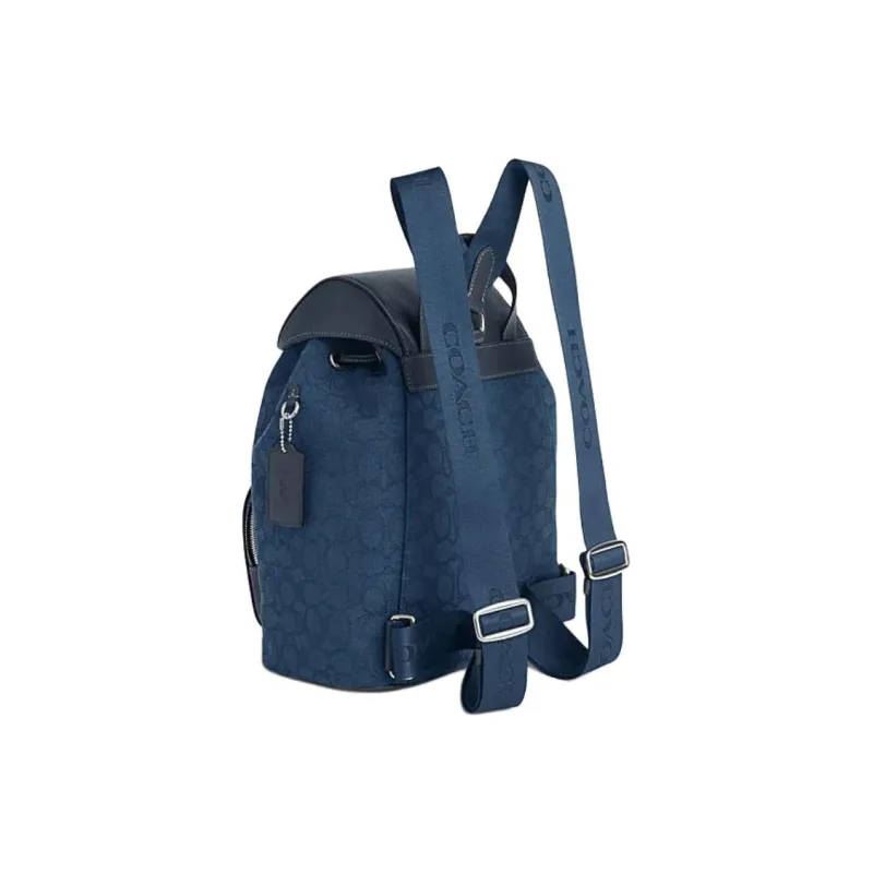 COACH Fabric With Cow Leather Backpack Tubas Unisex Denim With Deep Denim-1