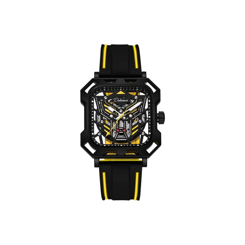 Dulunwe Space Mecha Collection Automatic Mechanical Movement Silicone Strap Watch Men's Watches Black Dial-15