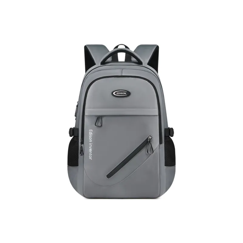 EDISON Water Repellent Oxford Fabric Casual Campus Backpack Regular Unisex Black/Gray-5