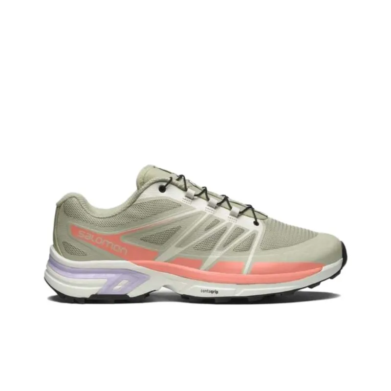 SALOMON XT-Wings 2 Cushioned Slip-Resistant Low-Top Outdoor Shoes Unisex Green Pink-1