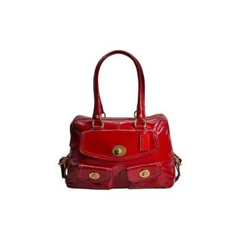 COACH Peyton Patent Leather Handbag Shoulder Bag Crossbody Bag Large Size Women's Red