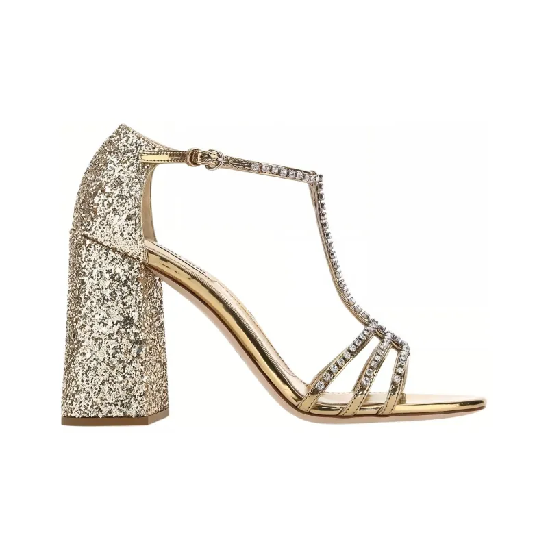 MIU MIU One Strap Sandals 11.5cm Women's Gold-1