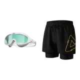 Black Gold+White/Mint Green Swim Goggles-Two-Piece Set