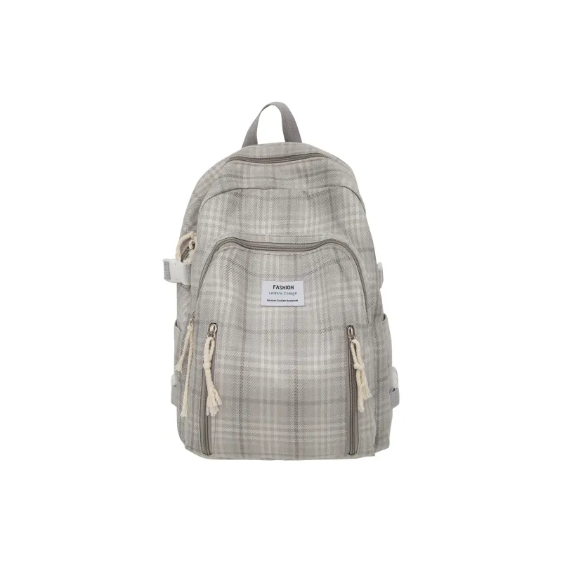 MOK Cotton Linen Blend Backpack Unisex Ecru/Gray/Black/Green-1