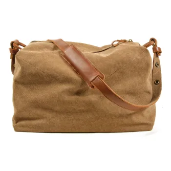 TTaG．baG Top Grain Cow Leather With Canvas Canvas Bag Shoulder Bags Regular Men's Khaki/Green/Dark Gray