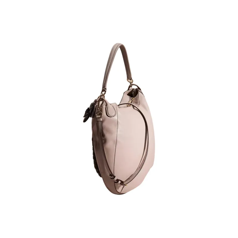 COACH Hobo Smooth Calf Leather Crossbody Bag Shoulder Bag Large Size Women's Ash Gray Birch Wood-1