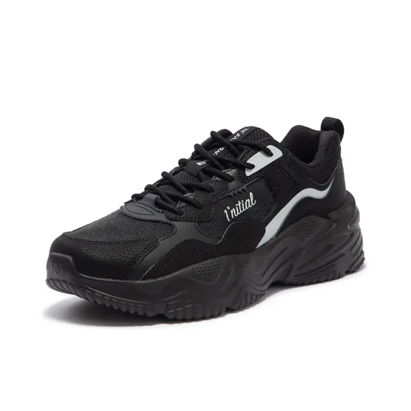 361° Wear Resistant Breathable Height Increasing Low Top Chunky Sneakers Men's Black Silver-1
