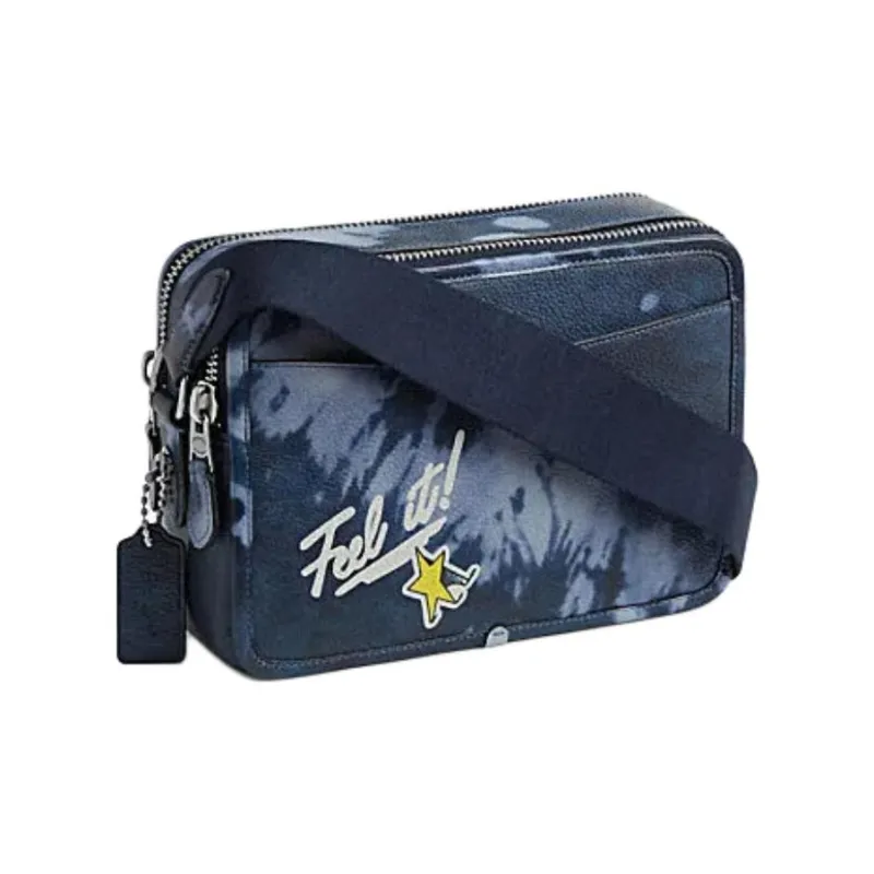 COACH Charter Cow Leather Shoulder Bag, Crossbody Bag Medium Size Women's Mixed Midnight Marine Blue-1