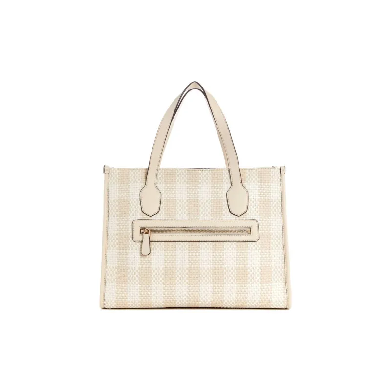 GUESS Faux Leather Tote Bag Shopping Bag Shoulder Bag Crossbody Bag Handbag Women's Gray White-2