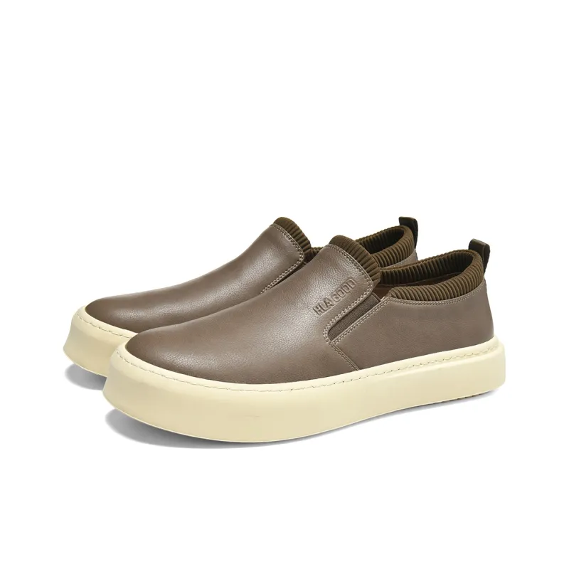 HLA Leather Vintage Fashion Casual Slip-on Skateboard Shoes Men's-8