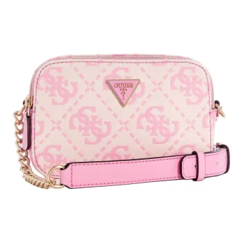 GUESS Fabric With Faux Leather Camera Bag Shoulder Bag Crossbody Bag Women's Pink