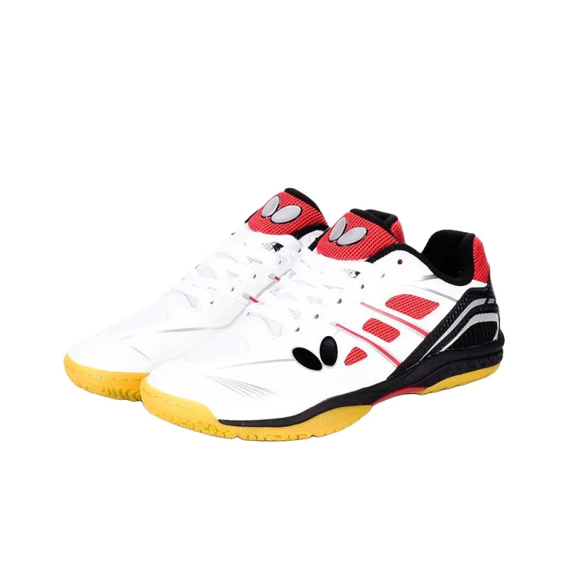 Butterfly Slip Resistant And Breathable Low Top Training Shoes Unisex White Red-2