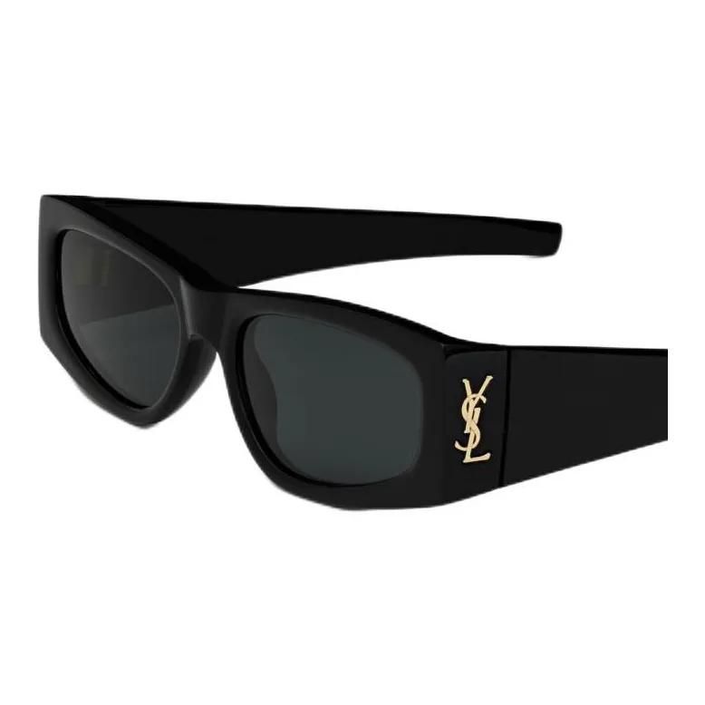 SAINT LAURENT Acetate Irregular Shape Sunglasses Men's Black-2