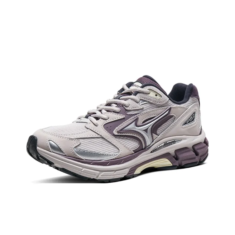 Mizuno Cushioning, Slip Resistant, And Abrasion Resistant Low Top Running Shoes Unisex Light Gray Purple-1