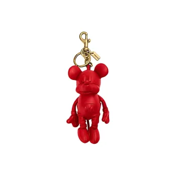 COACH Disney Collaboration Pebbled Leather Key Ring Bag Accessory Unisex Red