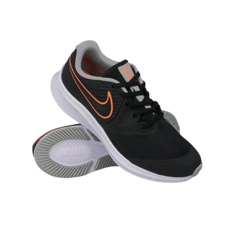 Nike Star Runner 2 Cushioned Anti-Slip Wear-Resistant Breathable Lightweight Low-Top Running Shoes GS Black Red-3