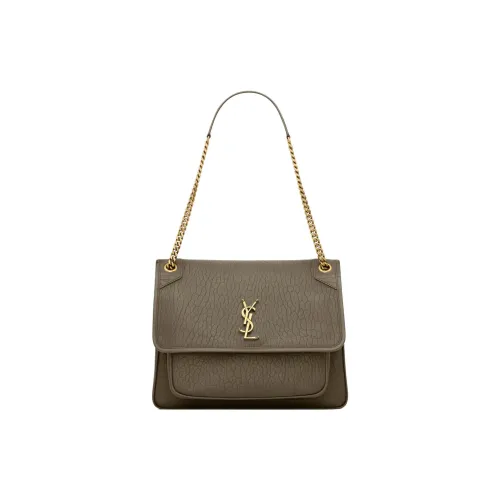 SAINT LAURENT Niki Grain Sheepskin Handbag, Shoulder Bag Women's Light Musk