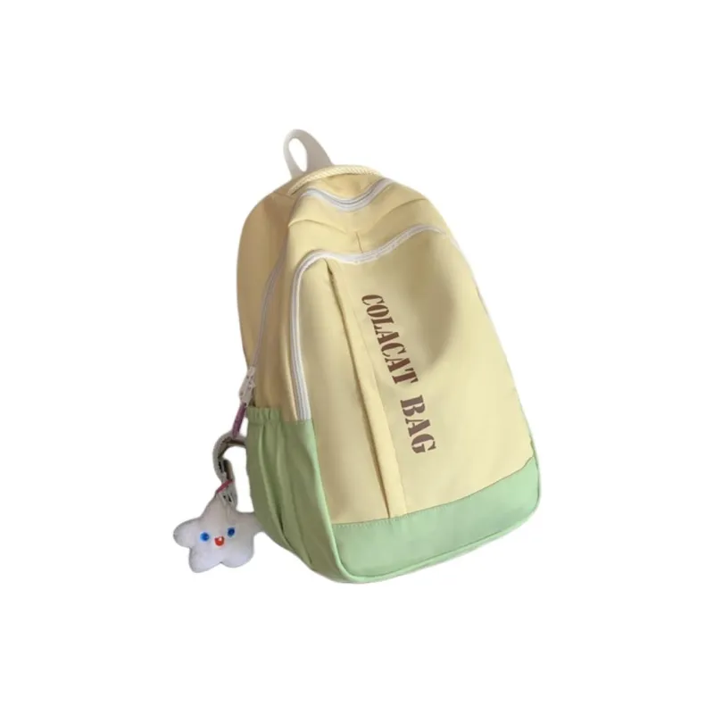 HACIN Nylon Backpack Regular Unisex Black White/Blue White/Yellow Green/Brown-2