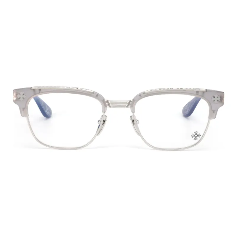 Chrome Hearts Plate And Metal Square Eyeglass Frames Unisex Smoke Gray-1