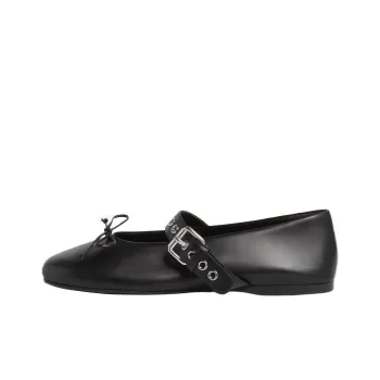 MIU MIU Buckled Leather Ballerina Shoes