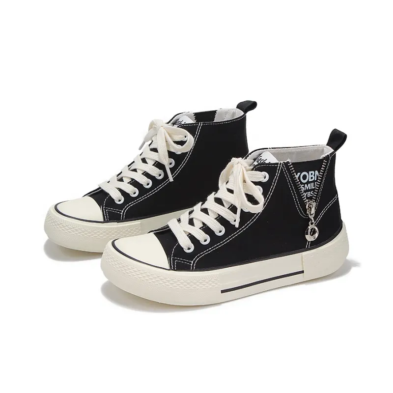Yobn Anti Slip And Wear Resistant Breathable High Top Canvas Shoes Women's Black-1
