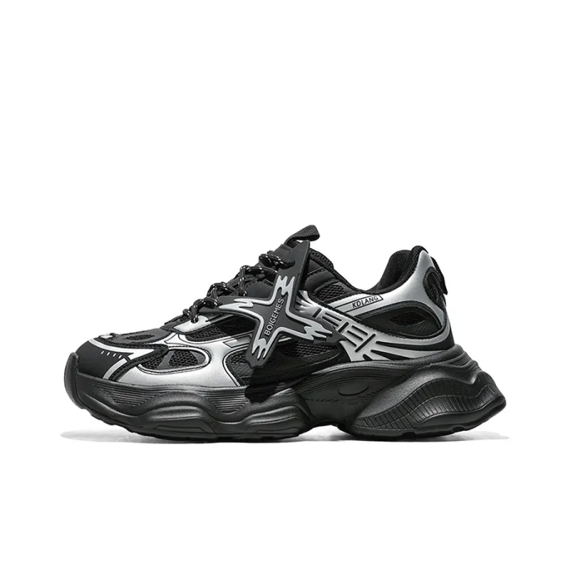 BOIGEMES Chunky Sneakers Unisex Low Top Black/Gray-0