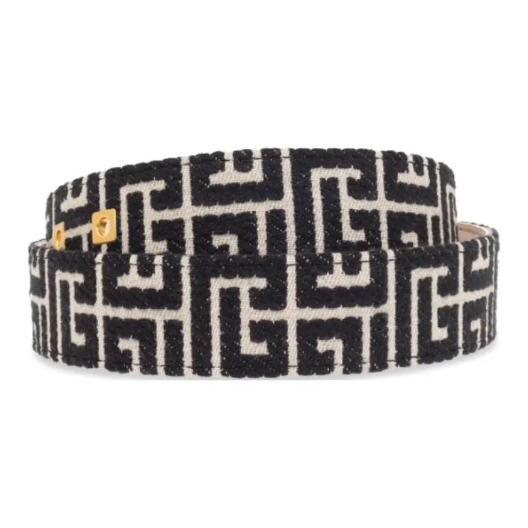 BALMAIN Brand Logo Calfskin Leather Belts Women's Black-1