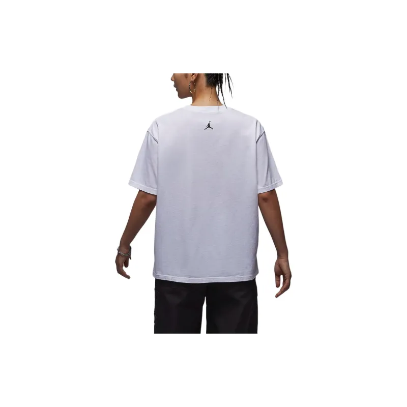 Jordan Drop Shoulder Sleeve T-Shirt Women's White/Black-1
