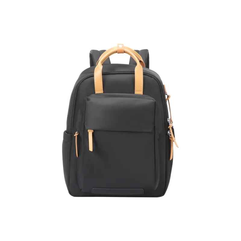 BOPAI Top Grain Cow Leather Backpacks Backpack Laptop Bags Regular Women's Black-0