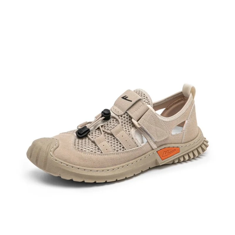 Warrior Casual Chef Shoes River Trekking Shoes Abrasion Resistant Slip Resistant Beach Sandals Men's Light Khaki-2