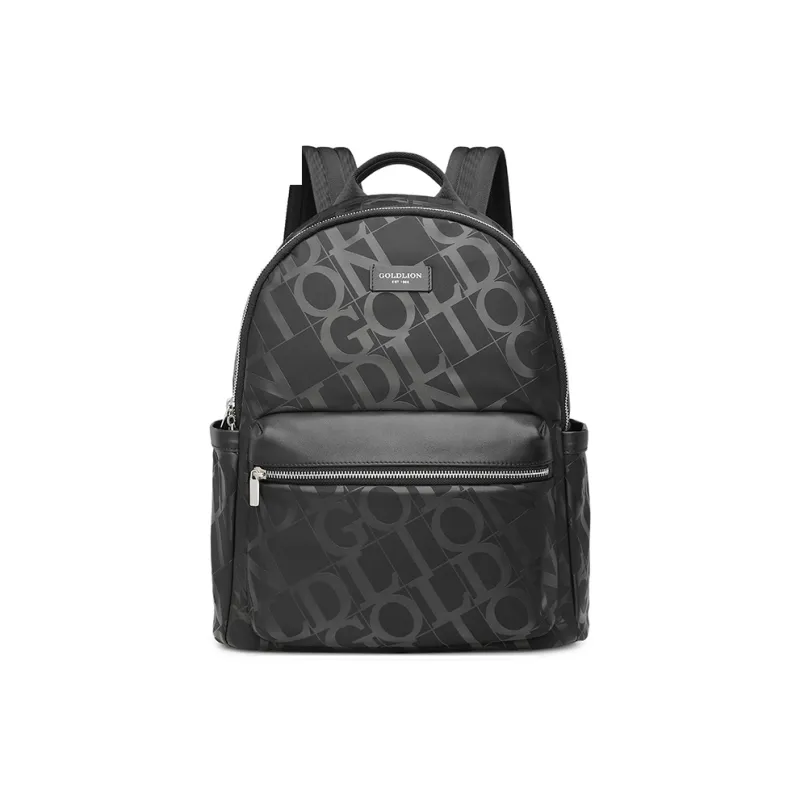 GOLDLION Fabric With Cow Leather Backpack Tubas Men's Black-1