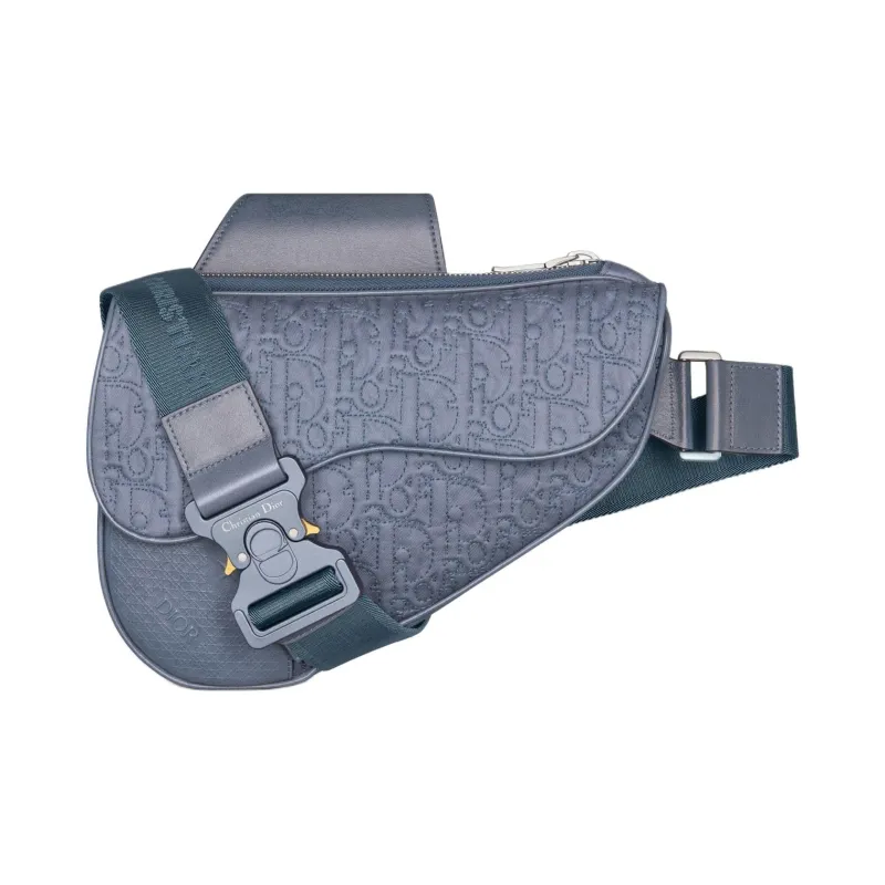 DIOR Technical Fabric With Smooth Cow Leather Saddle Bag, Shoulder Bag, Crossbody Bag Regular Men's Blue-0