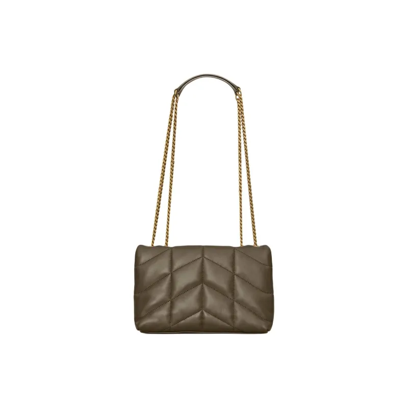 SAINT LAURENT PUFFER Sheepskin Portable Crossbody Bag, Shoulder Bag Mini Women's Light Musk-4