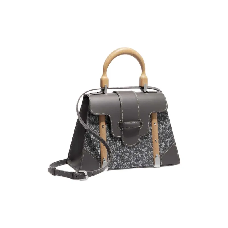 GOYARD Canvas With Leather Shoulder Bag Crossbody Bag Handbag Small Size Women's Gray-1